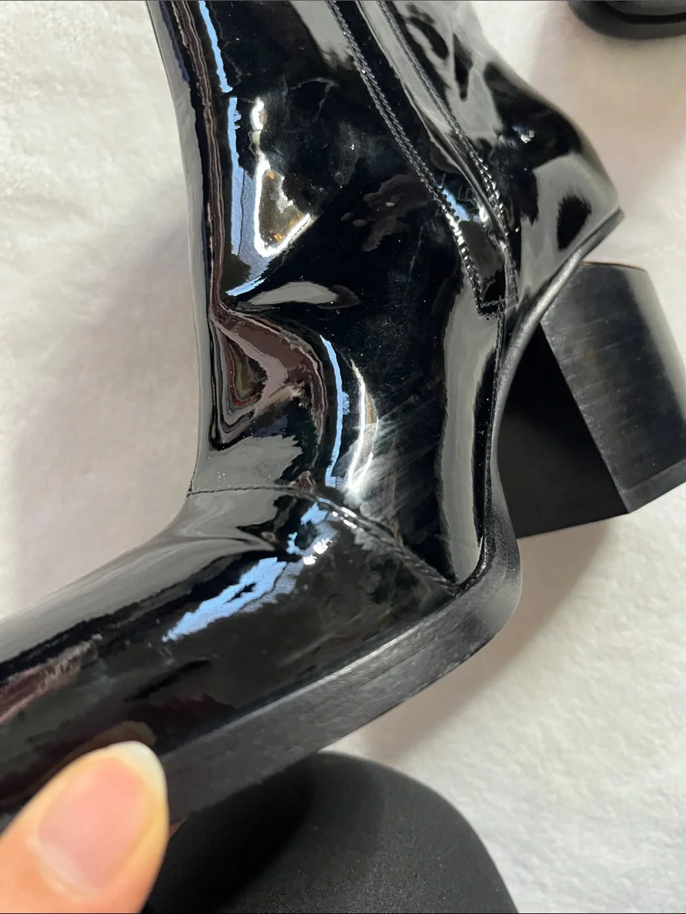 Alexander Wang 7.5 Black Patent leather Gabi Boots cut out block heel rose gold